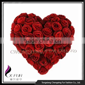 CX-D-105 Flower Decoration Rex Rabbit Fur Cushion Cover Wholesale thumbnail-1