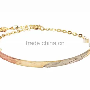 Micron Finish Three Tone Imitation Bangle Bracelet With Extension Link Chain thumbnail-1