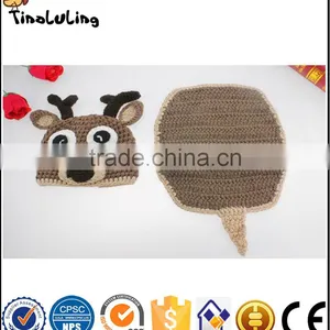 Newborn Costume Baby Hat Short Set Handmade Knit Crochet Photography Props Deer Design thumbnail-2
