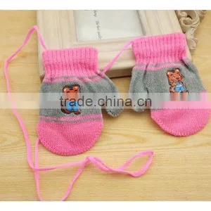 TC13029 Wholesale Cute Knitted Kids Mitten Gloves Cheap String Kids Winter Gloves thumbnail-5