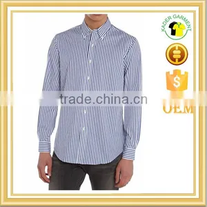 Men Stripe Long Sleeve Cotton Shirt Slim Fit Shirt thumbnail-1