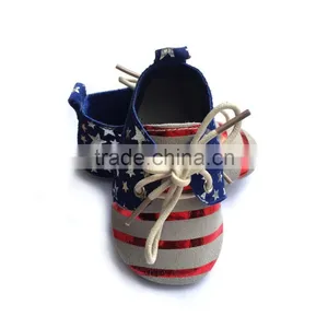 Suede Soft Sole Baby Shoes,American Flag Design Suede Leather Moccasin Shoes thumbnail-3