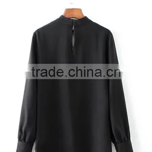 Runwaylover EY2376B Ladies 2017 Deep V-Neck Sexy Pure Color Blouse thumbnail-6