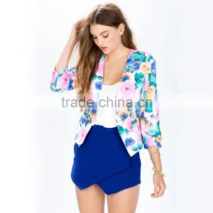 New Arrival Autumn Winter 3/4 Sleeve Floral Print Fashion Jacket for Wholesale 2017 thumbnail-1