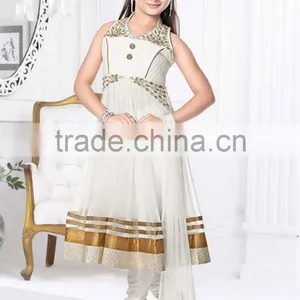 White Color With Zari Design at Neck Salwar Kameez Sizzling Girls Ready Made thumbnail-1
