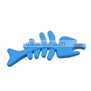 TPR Wand Pet Teaser Fish Bone Blue thumbnail-1