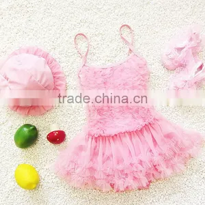 Wholesale Princess Pink Dress Style Swimsuit for Children Models thumbnail-2