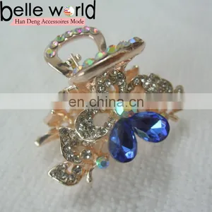 High Quality Flower Rhinestone Jewel Small Hair Claw Clips for Wedding thumbnail-1