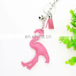 Flamingo Leather Rhinestone Bling Bling Keychain for Woman Bag thumbnail-4