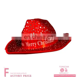 Wholesale Promotional Red Cowboy Party Designs Merry Christmas Cowboy Hat for Christmas thumbnail-1