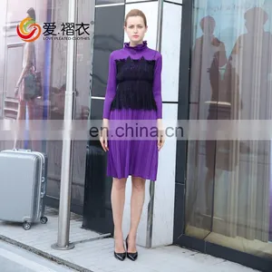 2017 Elegant Women Clothes Fake Two Pieces Bandage Dress With Lace Design thumbnail-3