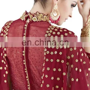 2017 Engagement Party Wear Gown Style Anarkali Suits With Flairs And Fluffy Sleeves Dress Material thumbnail-5