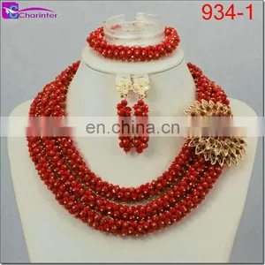 Nigeria Beads Gold Color Beads Necklace African Jewelry Sets Beads Fashion Jewelry Set thumbnail-1