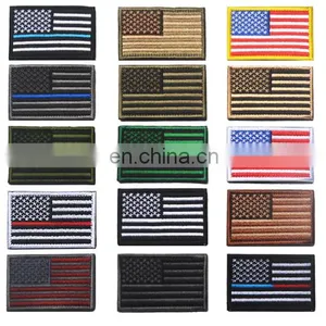 No Minimum Custom Designs Whole Country Flag Embroidery Patch Velcr on Backing for Bag,Hot Sale 3D USA American Flag Embroidery thumbnail-4