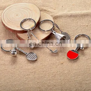 Custom Sport Key Holder Ball Badminton Keyring Metal 3d Mini Badminton Keychain Metal for Club Game Gifts thumbnail-5