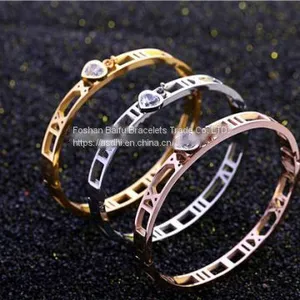 Gold Rose Gold Silver PVD Plating Womens Stainless Steel Bracelet Armbånd Esposas thumbnail-1