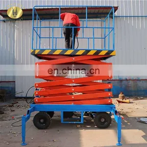 7LSJY Shandong SevenLift 20 m 300kg Portable Manual Hydraulic Mobile Scissor Mechanism Platform Lift Table Work Platform thumbnail-5