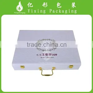 YIXING Luxury White PU Leather Packaging Box With Metal Handle thumbnail-1