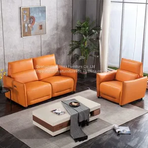Italian Leather Sofa Italian Living Room Combination Sofa Space Capsule Electric Function Italian Light Luxury thumbnail-2