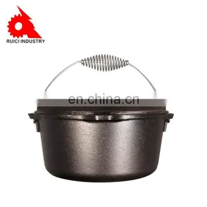 Outdoor Camping Turkey Round Shape Enamel Casserole Dutch Oven Cast Iron Cookware thumbnail-4
