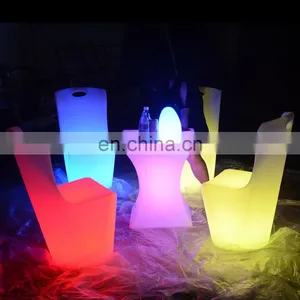 Kids Party Tables and Chairs /Led PE Light Up Chair for Restaurant Discotheque Pub Used Glowing Bar Table thumbnail-4