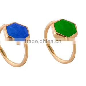 Green Onyx Hexagon Shaped Stone 925 Silver Ring thumbnail-1