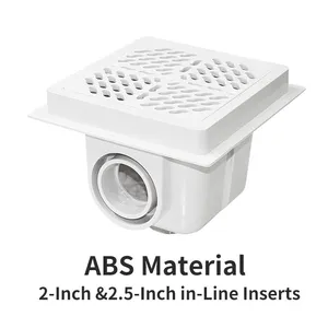 Pikes New Square Main Drain 2''/2.5'' ABS Material In-line Inserts Wholesale Swimming Pool Floor Main Drain thumbnail-5