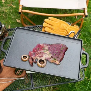 Factory Outlet Cookware for Home Outdoor Garden Kitchenware Cast Iron Double Side Reversible Grill Griddle BBQ Grill Plate thumbnail-4