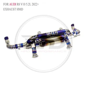 HMD Titanium Alloy Exhaust Catback for AUDI R8 V10/RS3 8Y Auto Replacement Modification Electronic Valve Baked Blue WhatsApp+86 18946955156 thumbnail-2