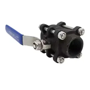 ANSI API Durable Forged Carbon Steel Screw Thread High Pressure Float Handle FlangeThreaded 3 PC/ Way Ball Valve 1000WOG thumbnail-1