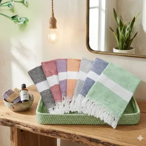 Oversized Sand Free Beach Towel - Flat Woven Boho Striped Turkish Towel Wrap With Fringe, Compact Travel Blanket thumbnail-1