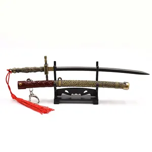 Spring-Action Metal Sword Model With Sheath Sword Model Backpack Keychain, Office Art Display Item thumbnail-2