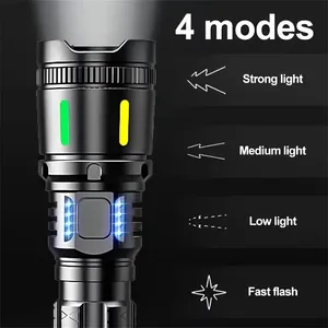 Hot Emergency Power Display Telescopic Zoom Aluminum Alloy USB Rechargeable Body White Led Torches Lights Tactical Flashlights thumbnail-4