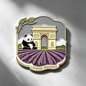 Paris France Panda Hard Enamel Lapel Pin Custom Logo Tourist Souvenir Metal Pin thumbnail-2