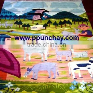 Woven Wool Tapestry / Woven Wool Rug / Woven Wool Wall Decor 63x45" Peru thumbnail-1