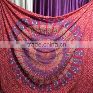 Block Printed Queen Vintage Mandala Gypsy Bohemian Bedcover Hanging Beach Throw thumbnail-1