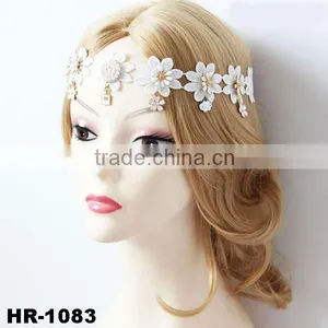 Gothic Handmade Bride Princess Wide Lace Flowers Head Wrap Hairband thumbnail-1