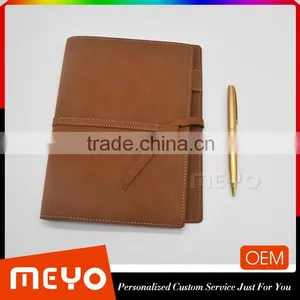Vintage Leather Cover Notebook and Golden Twist Ball Pen Gift Set With Logo thumbnail-1