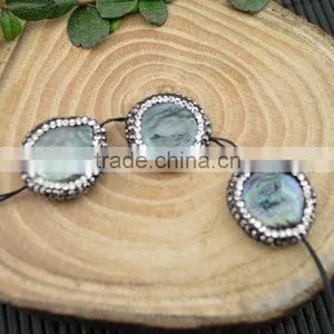 LFD-004B ~ DIY Druzy Gray Pearl Pave Rhinestone Connectors Spacer Beads Handmade Jewelry thumbnail-2