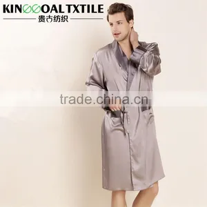 Wholesale Luxury Gifts 100% Silk Men's Luxury Long Silk Robe With Binding and Pocket thumbnail-1