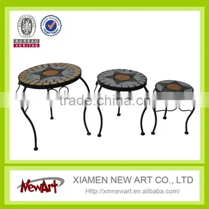 Clalssic Round Flower Metal Stand Home Living Room Garden Mosaic 3 Pcs Metal Flower Stand thumbnail-2
