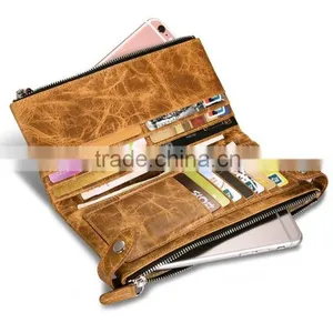 Icarer Luxury Classical Zipper Real Leather Handbag Wallet With Card Slot MT-5592 thumbnail-1