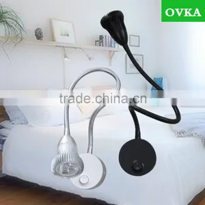 LED Wall Lamp 3W With Flexible Hose Switch Button Gooseneck Hotel Reading Light thumbnail-1