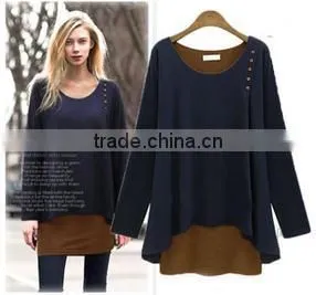 2014 the Most Popular European and American Style Fully Elegant Cotton/woolen Fabric Compater Knitted Ladies Sweater thumbnail-1