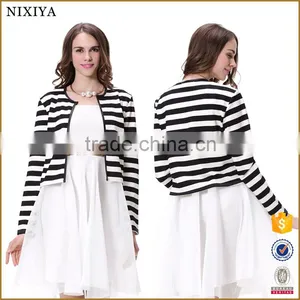 2016 Spring Black And White Strip Women Coat thumbnail-1