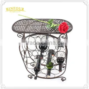 Antique Style Black Metal Wine Rack Wine Shelf Home Furniture thumbnail-6