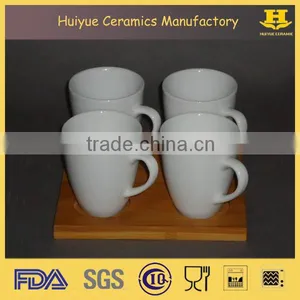 Coffee Mug With Bamboo Base, Coffee Ceramic Set thumbnail-1