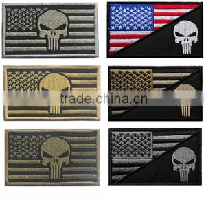 Outdoor Military Enthusiasts Embroidery Armband The American Flag + the Punisher Patch Woven Lable The Spot thumbnail-1