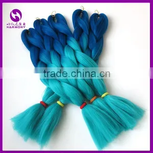 HARMONY 24" 100g/pc BLUE&CELADON GREEN Ombre Two Tone Colored Jumbo Braid Synthetic Box Crochet Ombre Braiding Hair thumbnail-1