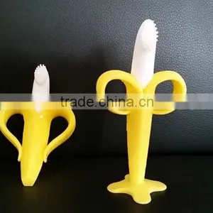 OEM Stand up Banana Shape Baby Silicone Teether Pacifier Baby Teether Brush Quality Choice thumbnail-2